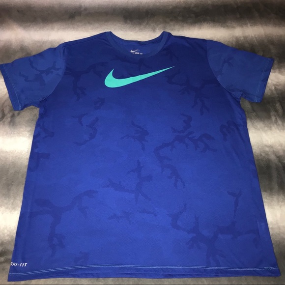 blue camo nike shirt